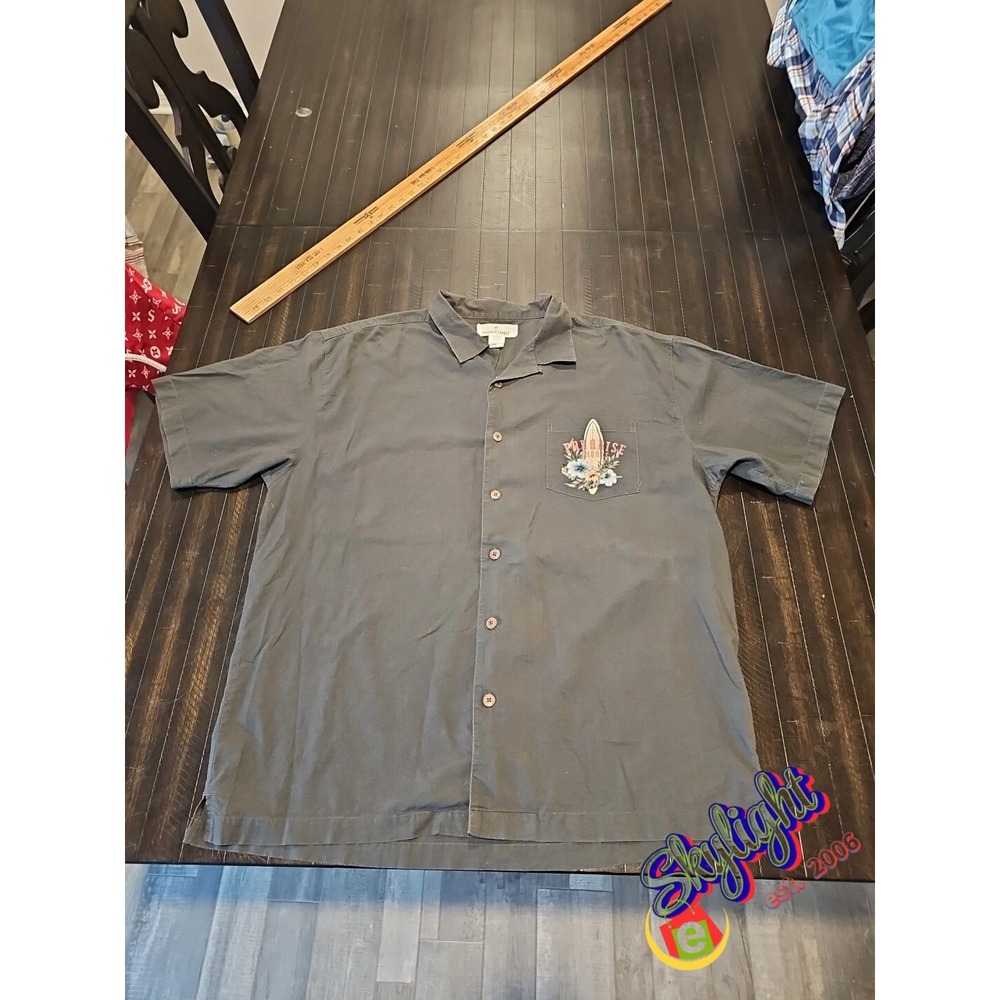 Paradise Shores Mens Short Sleeve T Shirt Up Surf‎ and Turf Embroidered Size Xl